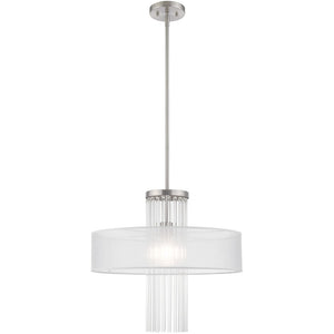 HomeRoots Nickel Modern Dimmable Chandelier with Clear Metal Accents - Stylish Lighting for Any Space 687289