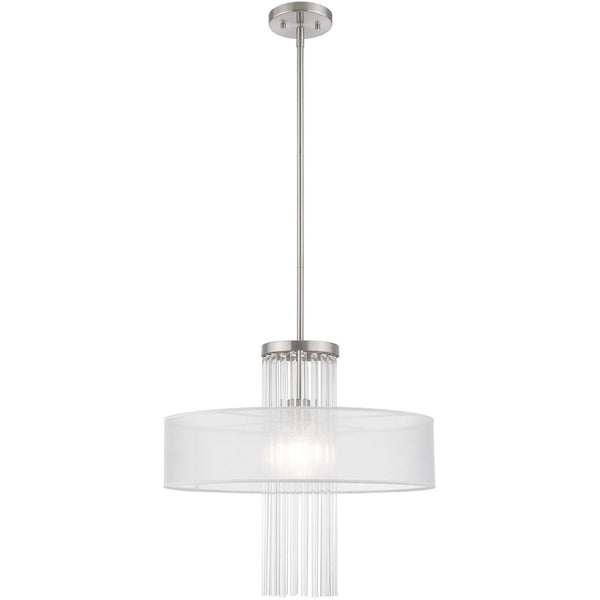HomeRoots Nickel Modern Dimmable Chandelier with Clear Metal Accents - Stylish Lighting for Any Space 687289