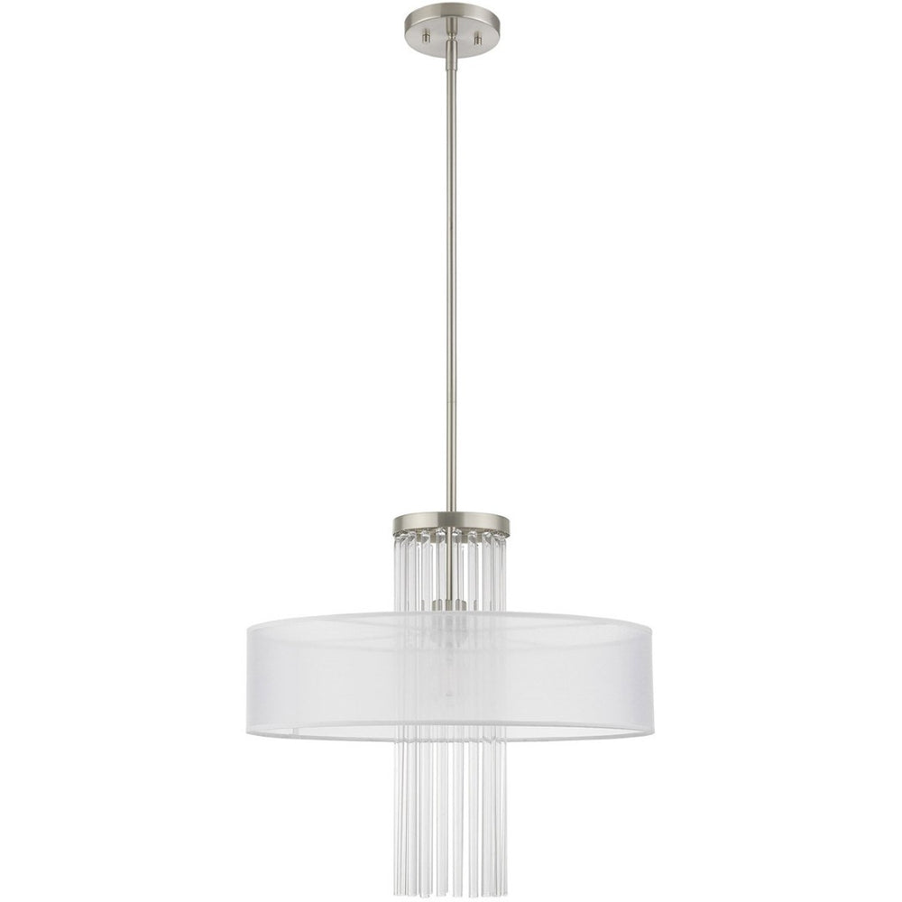 HomeRoots Nickel Modern Dimmable Chandelier with Clear Metal Accents - Stylish Lighting for Any Space 687289