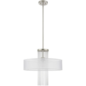 HomeRoots Nickel Modern Dimmable Chandelier with Clear Metal Accents - Stylish Lighting for Any Space 687289