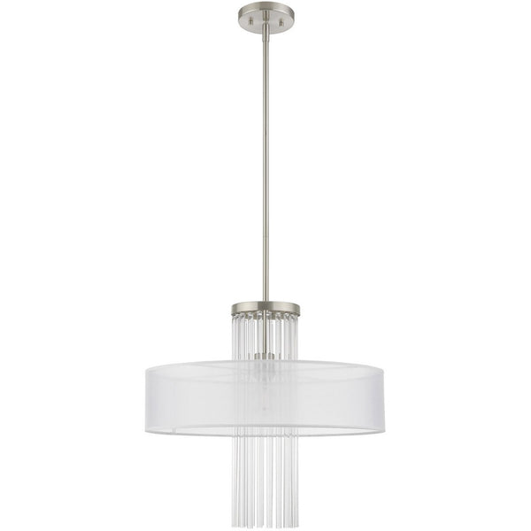 HomeRoots Nickel Modern Dimmable Chandelier with Clear Metal Accents - Stylish Lighting for Any Space 687289
