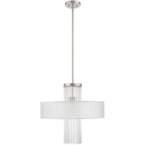 HomeRoots Nickel Modern Dimmable Chandelier with Clear Metal Accents - Stylish Lighting for Any Space 687289