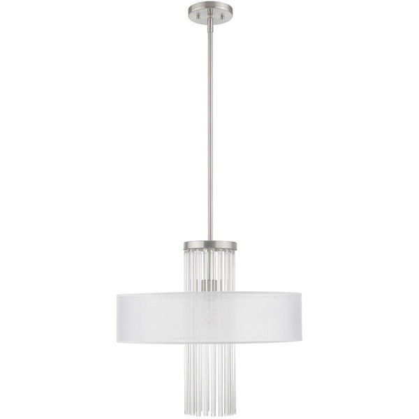 HomeRoots Nickel Modern Dimmable Chandelier with Clear Metal Accents - Stylish Lighting for Any Space 687289