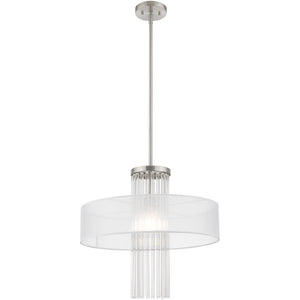 HomeRoots Nickel Modern Dimmable Chandelier with Clear Metal Accents - Stylish Lighting for Any Space 687289