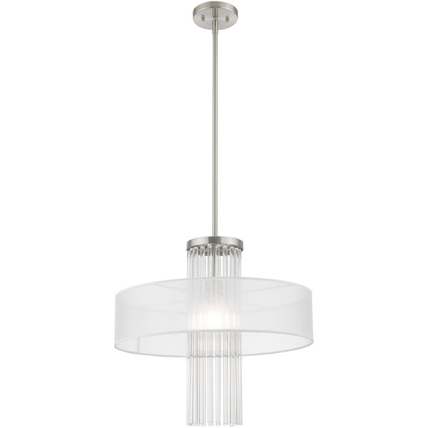 HomeRoots Nickel Modern Dimmable Chandelier with Clear Metal Accents - Stylish Lighting for Any Space 687289