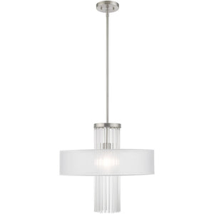 HomeRoots Nickel Modern Dimmable Chandelier with Clear Metal Accents - Stylish Lighting for Any Space 687289