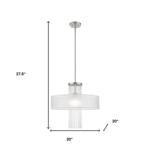 HomeRoots Nickel Modern Dimmable Chandelier with Clear Metal Accents - Stylish Lighting for Any Space 687289
