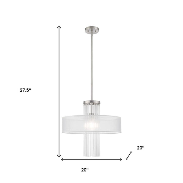 HomeRoots Nickel Modern Dimmable Chandelier with Clear Metal Accents - Stylish Lighting for Any Space 687289