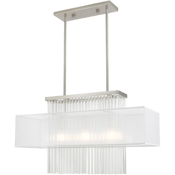 HomeRoots Three Light Dimmable Chandelier with Sleek Cylindrical Shades for Stylish Modern Home Décor 687291