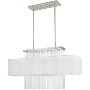 HomeRoots Three Light Dimmable Chandelier with Sleek Cylindrical Shades for Stylish Modern Home Décor 687291