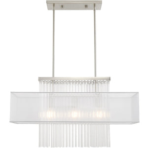 HomeRoots Three Light Dimmable Chandelier with Sleek Cylindrical Shades for Stylish Modern Home Décor 687291