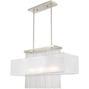 HomeRoots Three Light Dimmable Chandelier with Sleek Cylindrical Shades for Stylish Modern Home Décor 687291