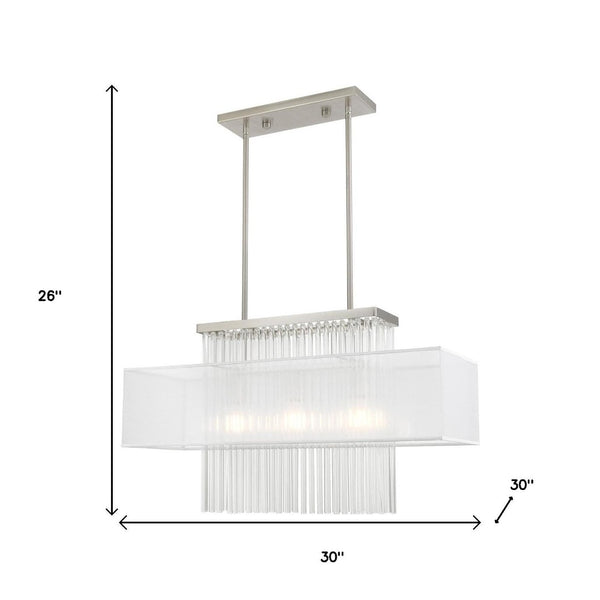HomeRoots Three Light Dimmable Chandelier with Sleek Cylindrical Shades for Stylish Modern Home Décor 687291
