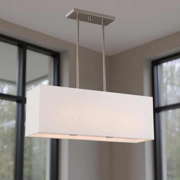 HomeRoots Three Light Dimmable Chandelier - Modern Cylinder Shades for Elegant Dining & Living Spaces 687292