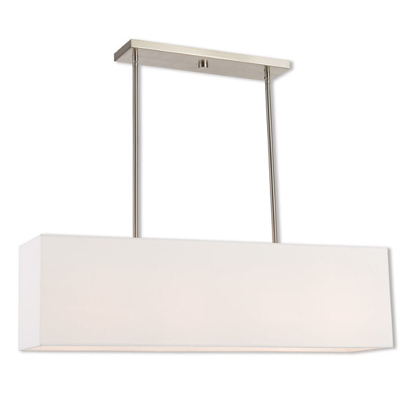 HomeRoots Four Light Dimmable Chandelier – Modern Cylinder Shades for Elegant, Adjustable Home Lighting Solutions 687294