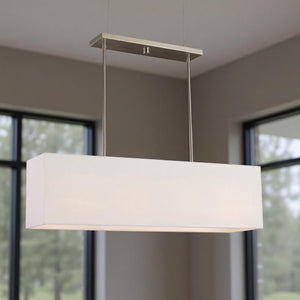 HomeRoots Four Light Dimmable Chandelier – Modern Cylinder Shades for Elegant, Adjustable Home Lighting Solutions 687294