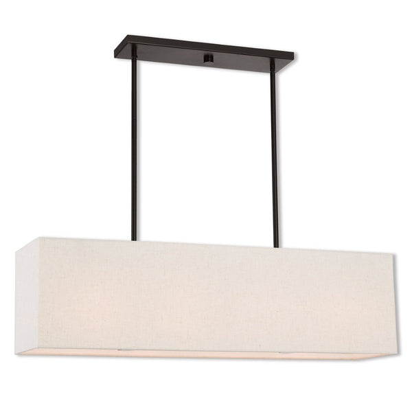 HomeRoots Four Light Dimmable Chandelier - Modern Steel Shades for Stylish Ambiance in Any Room Decor 687295