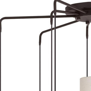 HomeRoots Bronze Nine-Light Dimmable Chandelier with Cream Shades – Elegant Metalwork for Any Room Decor 687297