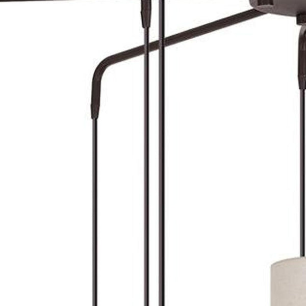 HomeRoots Bronze Nine-Light Dimmable Chandelier with Cream Shades – Elegant Metalwork for Any Room Decor 687297