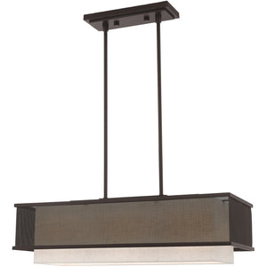 HomeRoots Bronze Elegant Three-Light Dimmable Chandelier with Cylindrical Shades for Modern Ambient Lighting 687298