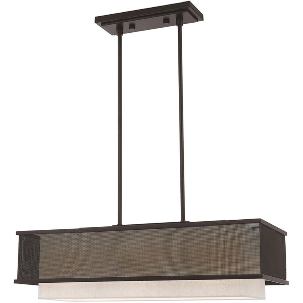 HomeRoots Bronze Elegant Three-Light Dimmable Chandelier with Cylindrical Shades for Modern Ambient Lighting 687298