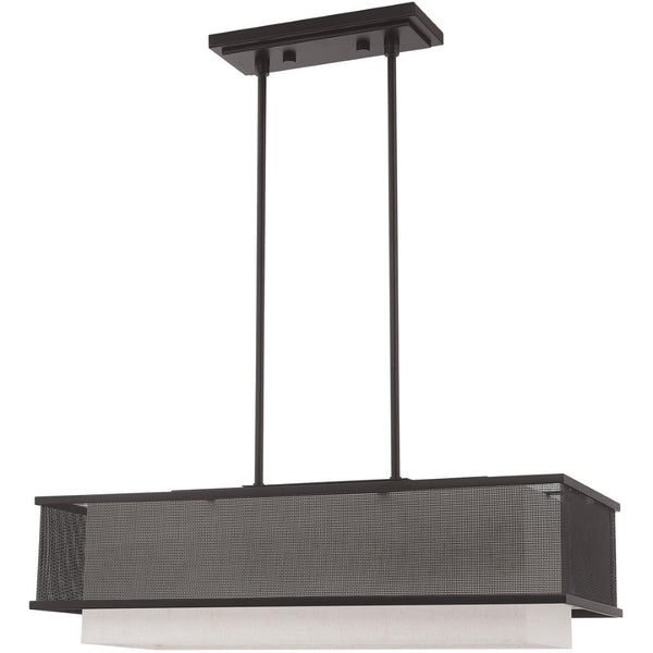 HomeRoots Bronze Elegant Three-Light Dimmable Chandelier with Cylindrical Shades for Modern Ambient Lighting 687298