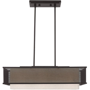 HomeRoots Bronze Elegant Three-Light Dimmable Chandelier with Cylindrical Shades for Modern Ambient Lighting 687298