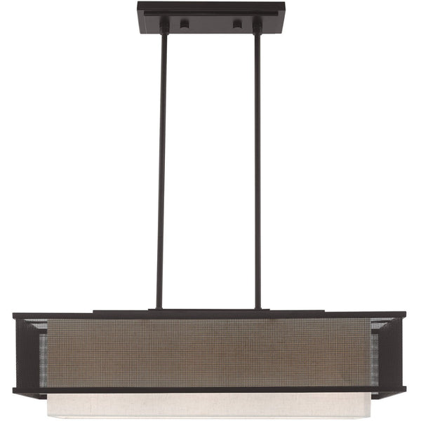 HomeRoots Bronze Elegant Three-Light Dimmable Chandelier with Cylindrical Shades for Modern Ambient Lighting 687298
