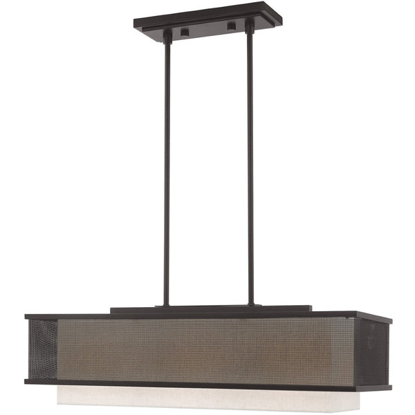 HomeRoots Bronze Elegant Three-Light Dimmable Chandelier with Cylindrical Shades for Modern Ambient Lighting 687298