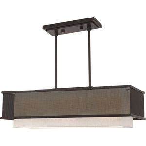 HomeRoots Bronze Elegant Three-Light Dimmable Chandelier with Cylindrical Shades for Modern Ambient Lighting 687298