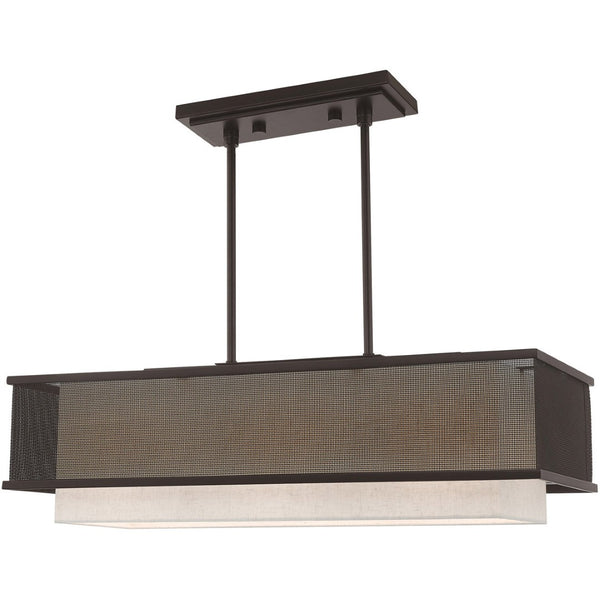 HomeRoots Bronze Elegant Three-Light Dimmable Chandelier with Cylindrical Shades for Modern Ambient Lighting 687298