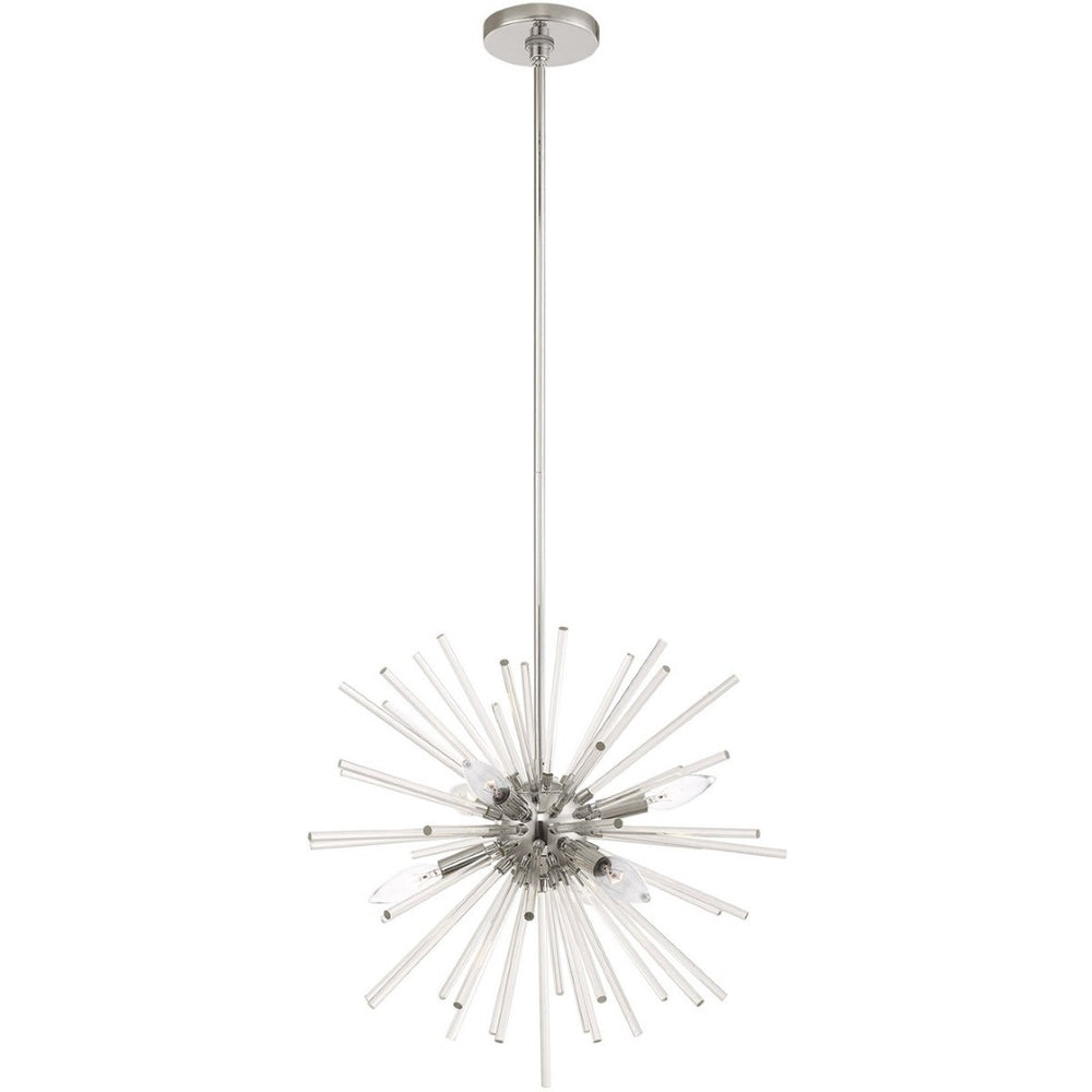 HomeRoots Six Light Dimmable Chandelier - Modern Cylinder Design with Durable Steel Shades for Stylish Illumination 687299