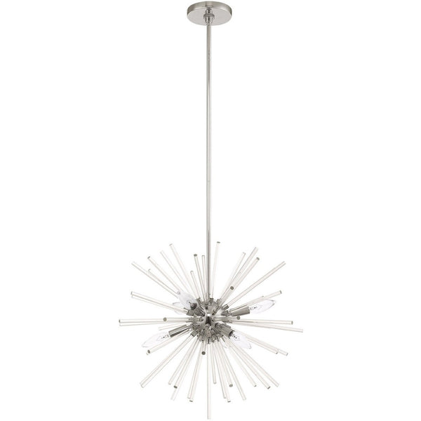 HomeRoots Six Light Dimmable Chandelier - Modern Cylinder Design with Durable Steel Shades for Stylish Illumination 687299