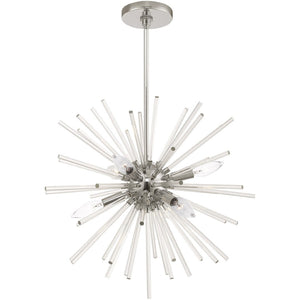 HomeRoots Six Light Dimmable Chandelier - Modern Cylinder Design with Durable Steel Shades for Stylish Illumination 687299