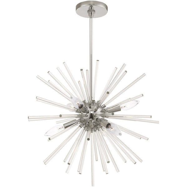 HomeRoots Six Light Dimmable Chandelier - Modern Cylinder Design with Durable Steel Shades for Stylish Illumination 687299