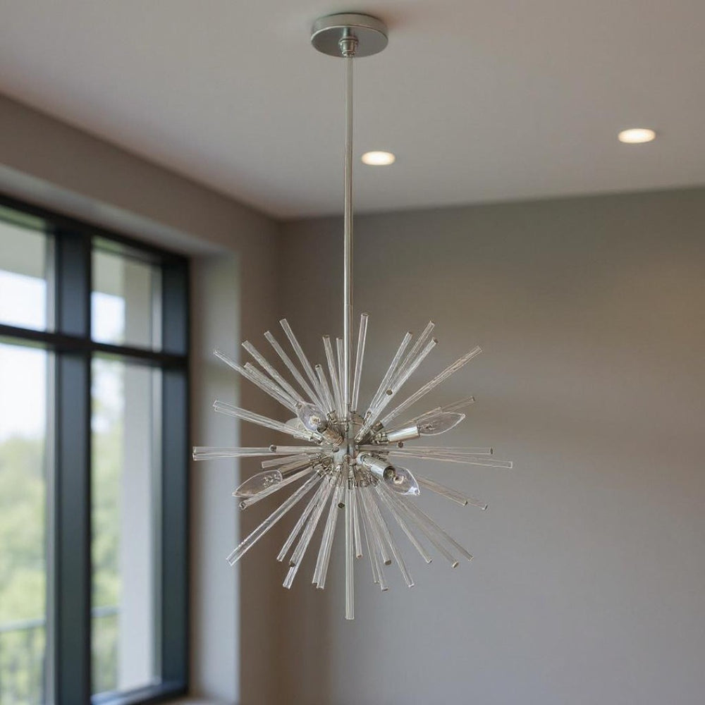 HomeRoots Six Light Dimmable Chandelier - Modern Cylinder Design with Durable Steel Shades for Stylish Illumination 687299