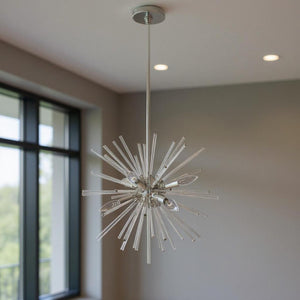 HomeRoots Six Light Dimmable Chandelier - Modern Cylinder Design with Durable Steel Shades for Stylish Illumination 687299