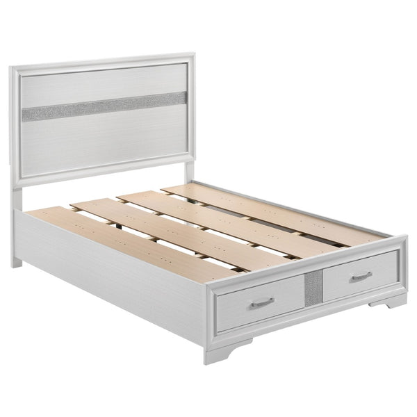 English Elm Annie Glam White Full Storage Bedroom Set with Crystal Pulls and Glitter Accents B062S01605