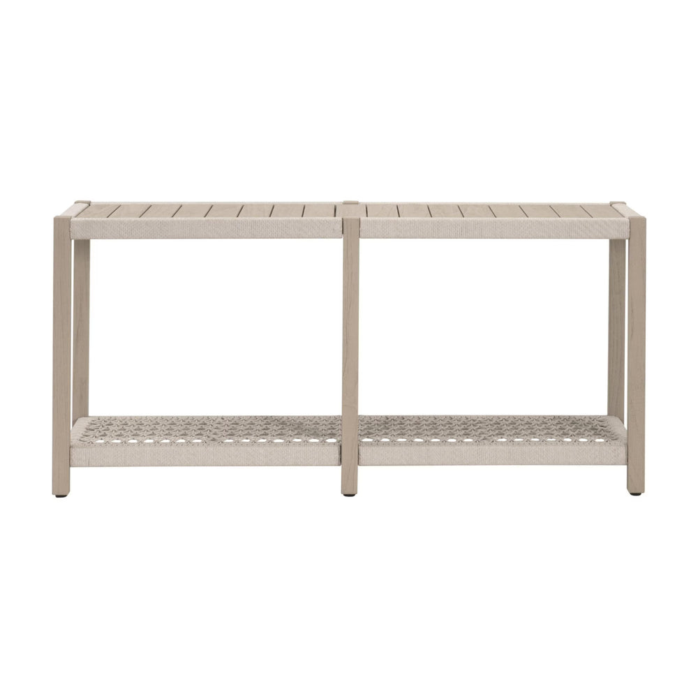 Essentials for Living Wrap Outdoor Console Table Solid Teak Wood Rope Shelf Coastal Patio Serving Station 6873.OAT/W-ET