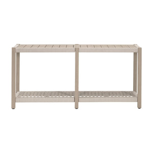 Essentials for Living Wrap Outdoor Console Table Solid Teak Wood Rope Shelf Coastal Patio Serving Station 6873.OAT/W-ET