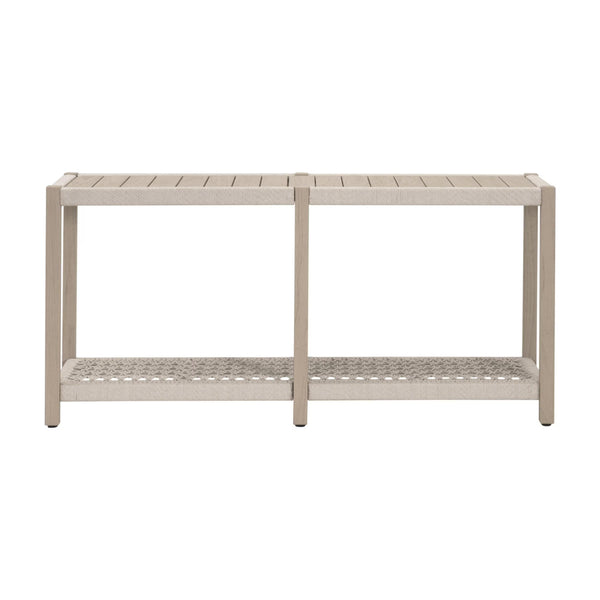 Essentials for Living Wrap Outdoor Console Table Solid Teak Wood Rope Shelf Coastal Patio Serving Station 6873.OAT/W-ET