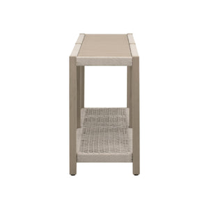 Essentials for Living Wrap Outdoor Console Table Solid Teak Wood Rope Shelf Coastal Patio Serving Station 6873.OAT/W-ET