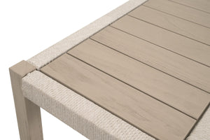 Essentials for Living Wrap Outdoor Console Table Solid Teak Wood Rope Shelf Coastal Patio Serving Station 6873.OAT/W-ET
