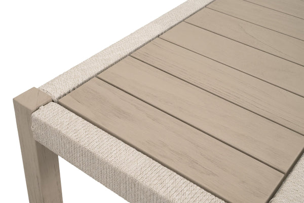 Essentials for Living Wrap Outdoor Console Table Solid Teak Wood Rope Shelf Coastal Patio Serving Station 6873.OAT/W-ET