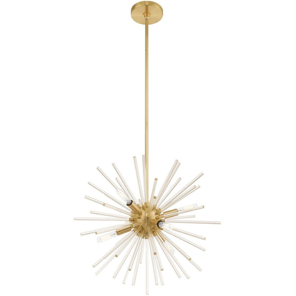HomeRoots Six Light Dimmable Chandelier – Modern Steel Shades for Dining Rooms & Entryways, Ambiance Control 687300