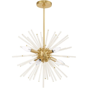 HomeRoots Six Light Dimmable Chandelier – Modern Steel Shades for Dining Rooms & Entryways, Ambiance Control 687300
