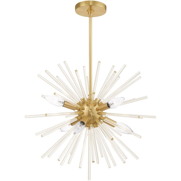 HomeRoots Six Light Dimmable Chandelier – Modern Steel Shades for Dining Rooms & Entryways, Ambiance Control 687300