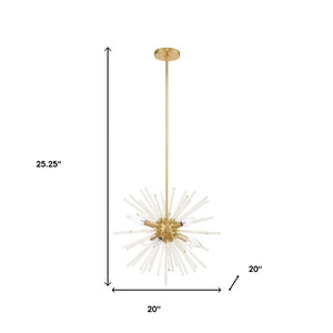 HomeRoots Six Light Dimmable Chandelier – Modern Steel Shades for Dining Rooms & Entryways, Ambiance Control 687300