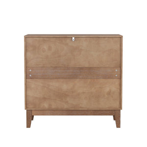 English Elm 31.5-inch Farmhouse Sideboard Geometric Doors Distressed Wood Finish Dining Storage Cabinet W1706P311104