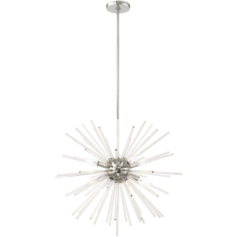 HomeRoots Eight Light Dimmable Chandelier with Elegant Cylinder Shades for Modern Home Illumination & Style 687301